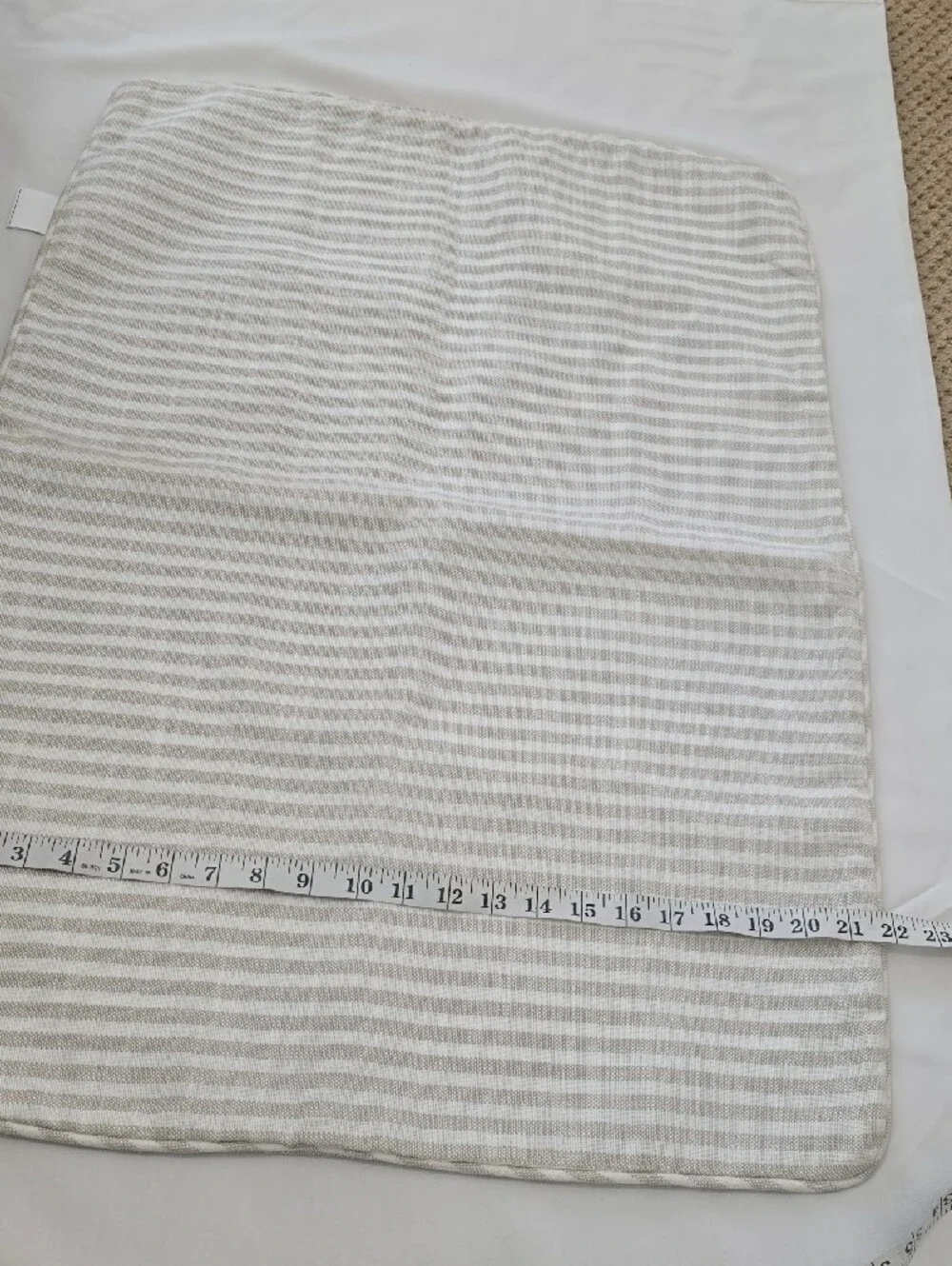 Pottery Barn Striped Pillow  Shams Set  in White & Light Beige
